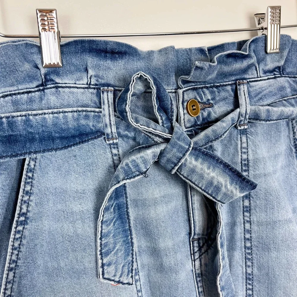 Free People Splendor In The Grass Denim Paperbag Waist Mini Skirt Size 6